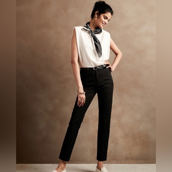 NWT! Banana Republic Black Comfort Stretch High Rise Sloan Pants 💛 - Picture 1 of 5